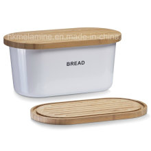 Boîte à pain en mélamine avec couvercle en bambou (BW248)